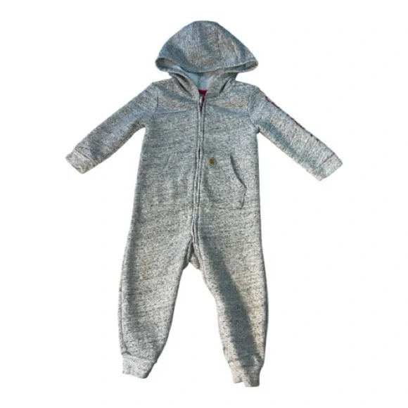 Carhartt Gray & Pink trim Hooded infant Footie - Picture 2 of 7